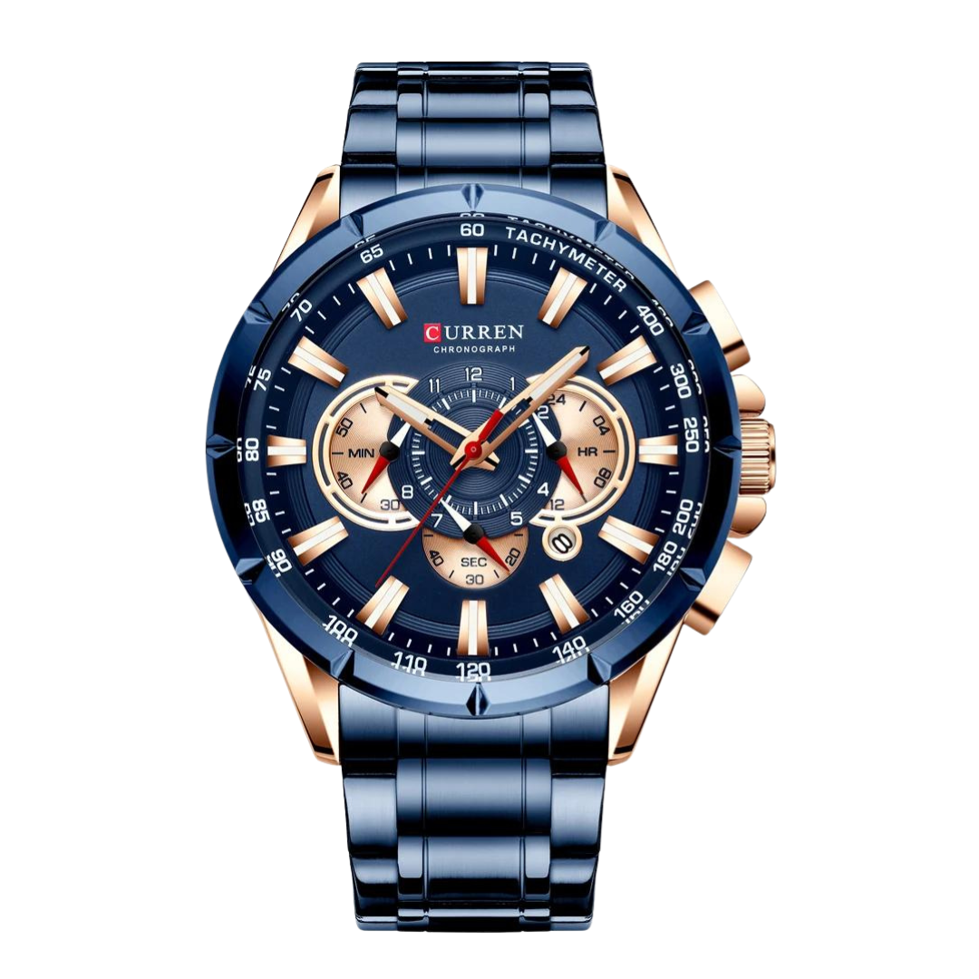 Horloge Curren Blau & Gold Chronograph